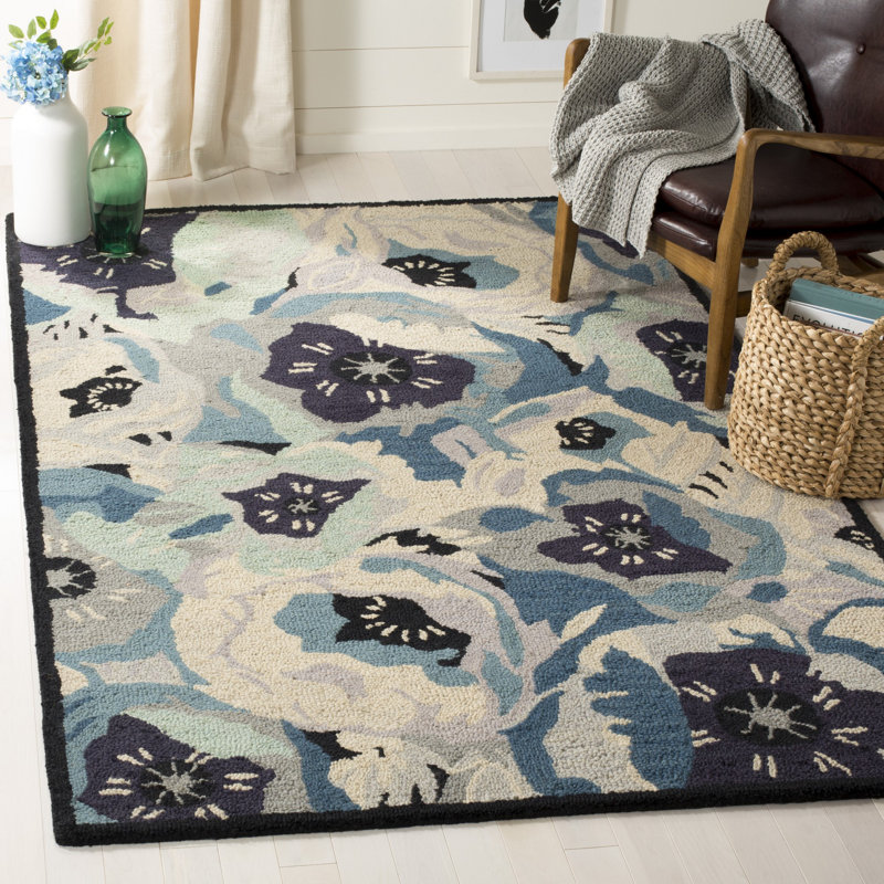 Martha Stewart Rugs Floral Handmade Tufted Wool Blue/Gray/Beige Area